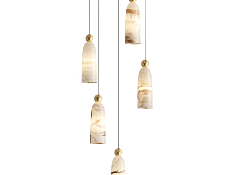 Figure Alabaster Pendant Lamp 5 heads 3D Model
