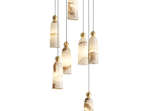 Figure Alabaster Pendant Lamp 7 heads 3D Model