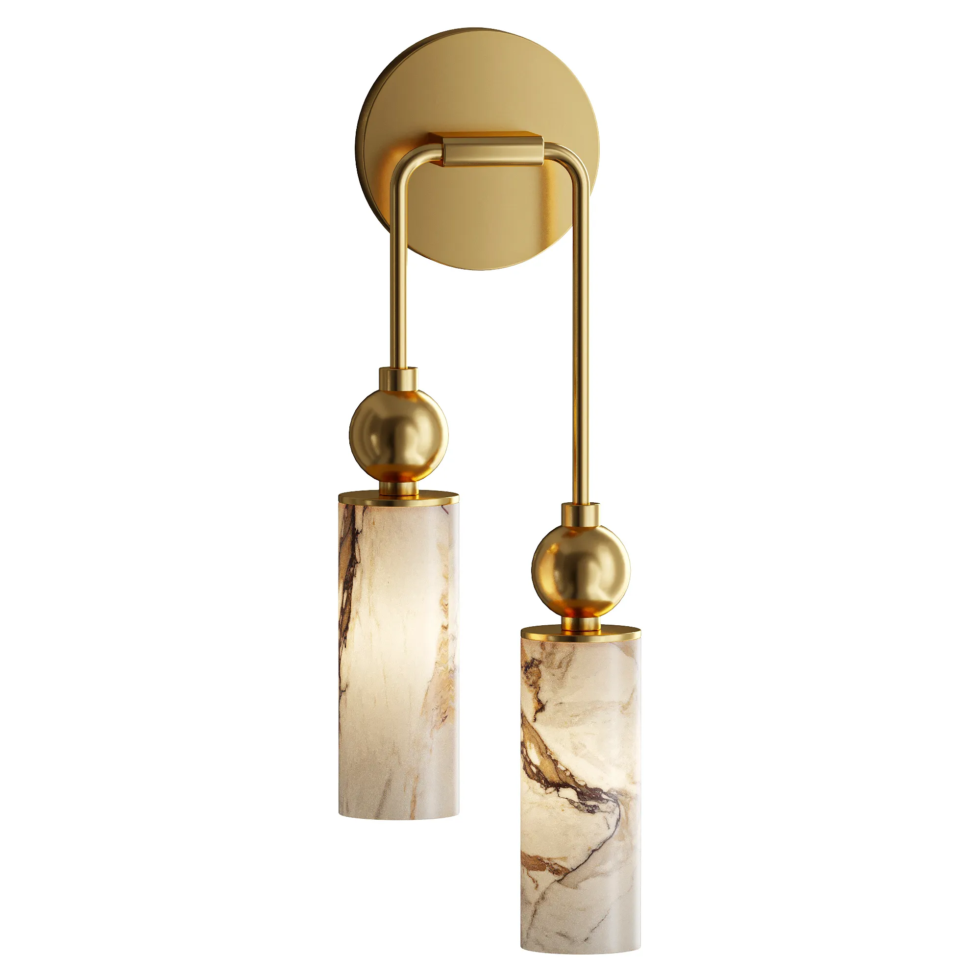 Harlin Alabaster Wall Lamp 2 heads 3D Model .c4d .max .obj .3ds .fbx .stl .blend 