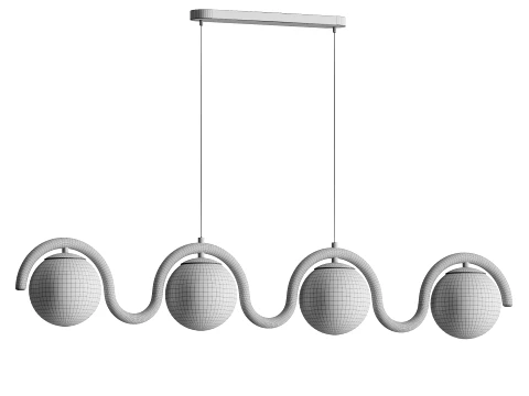 Lenox Linear Ball Pendant Lamp 4 heads 3D Model