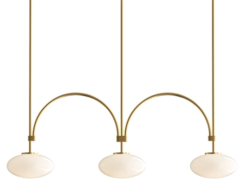Milo Linear Brass Glass Pendant Lamp 3D Model
