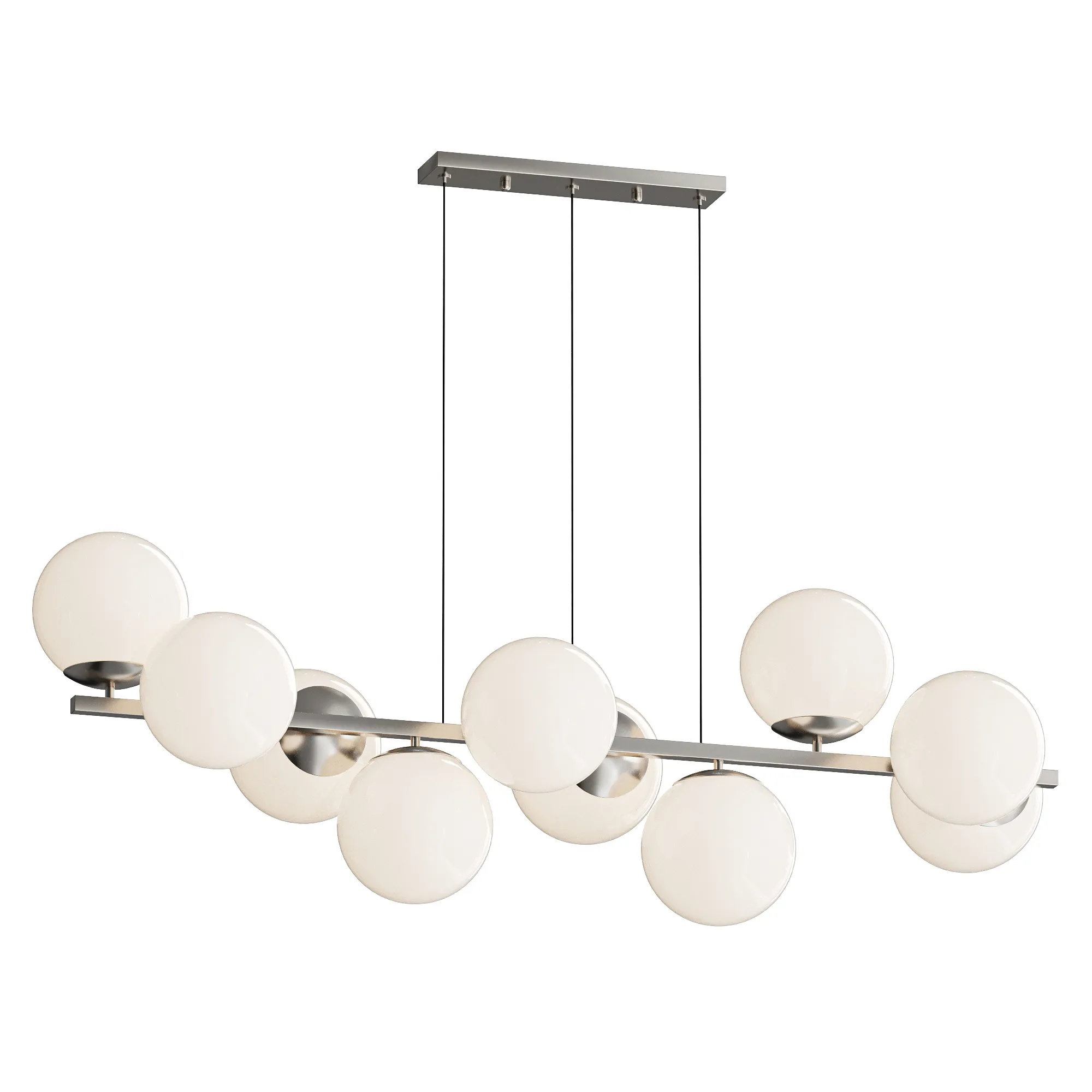 MyFar Aerton Nickel White Glass Molecule Chandelier 10 Light 3D Model .c4d .max .obj .3ds .fbx .stl .blend 