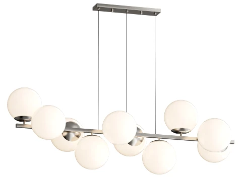 MyFar Aerton Nickel White Glass Molecule Chandelier 10 Light 3D Model