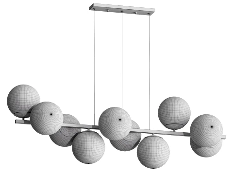 MyFar Aerton Nickel White Glass Molecule Chandelier 10 Light 3D Model