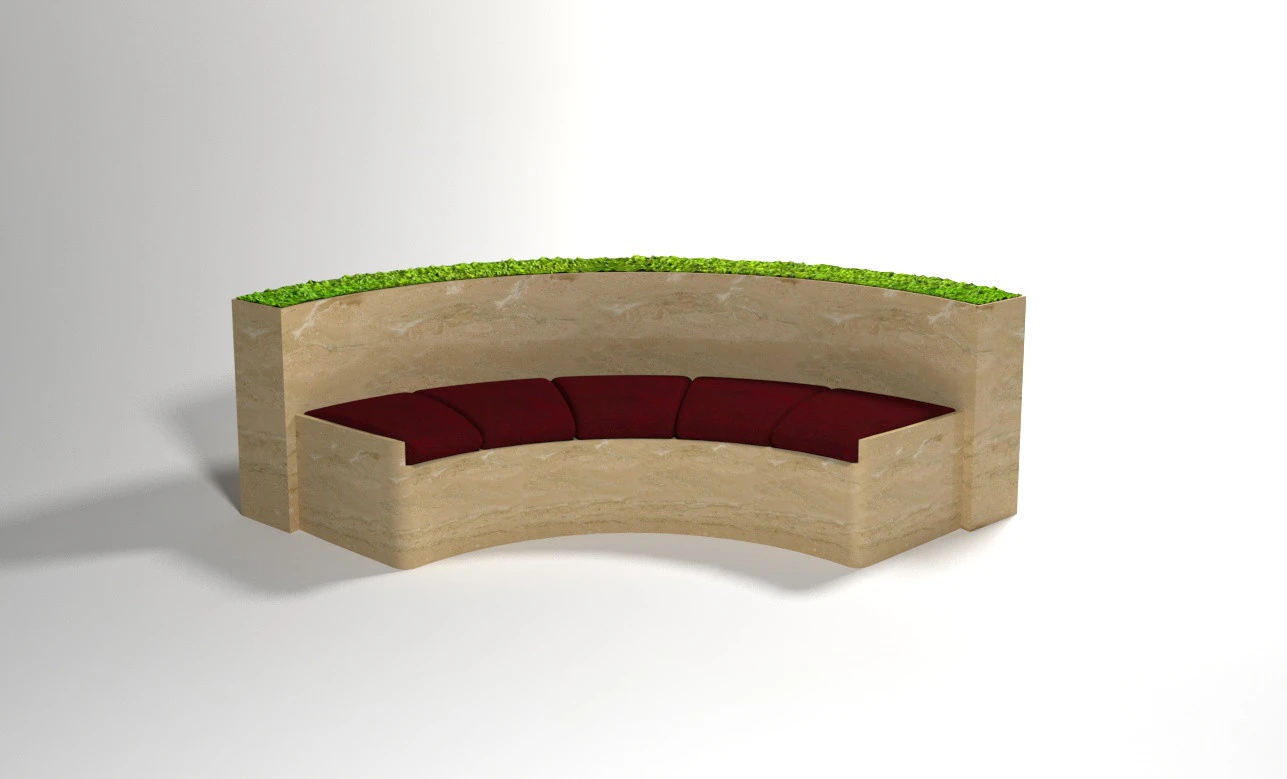 Curved bench with integrated seating 3D Model .c4d .max .obj .3ds .fbx .stl .blend 