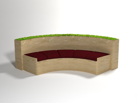 Curved bench with integrated seating 3Dモデル