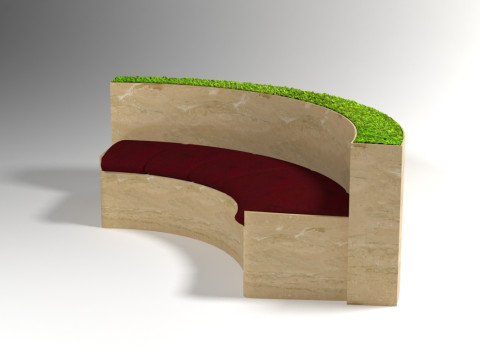Curved bench with integrated seating 3Dモデル