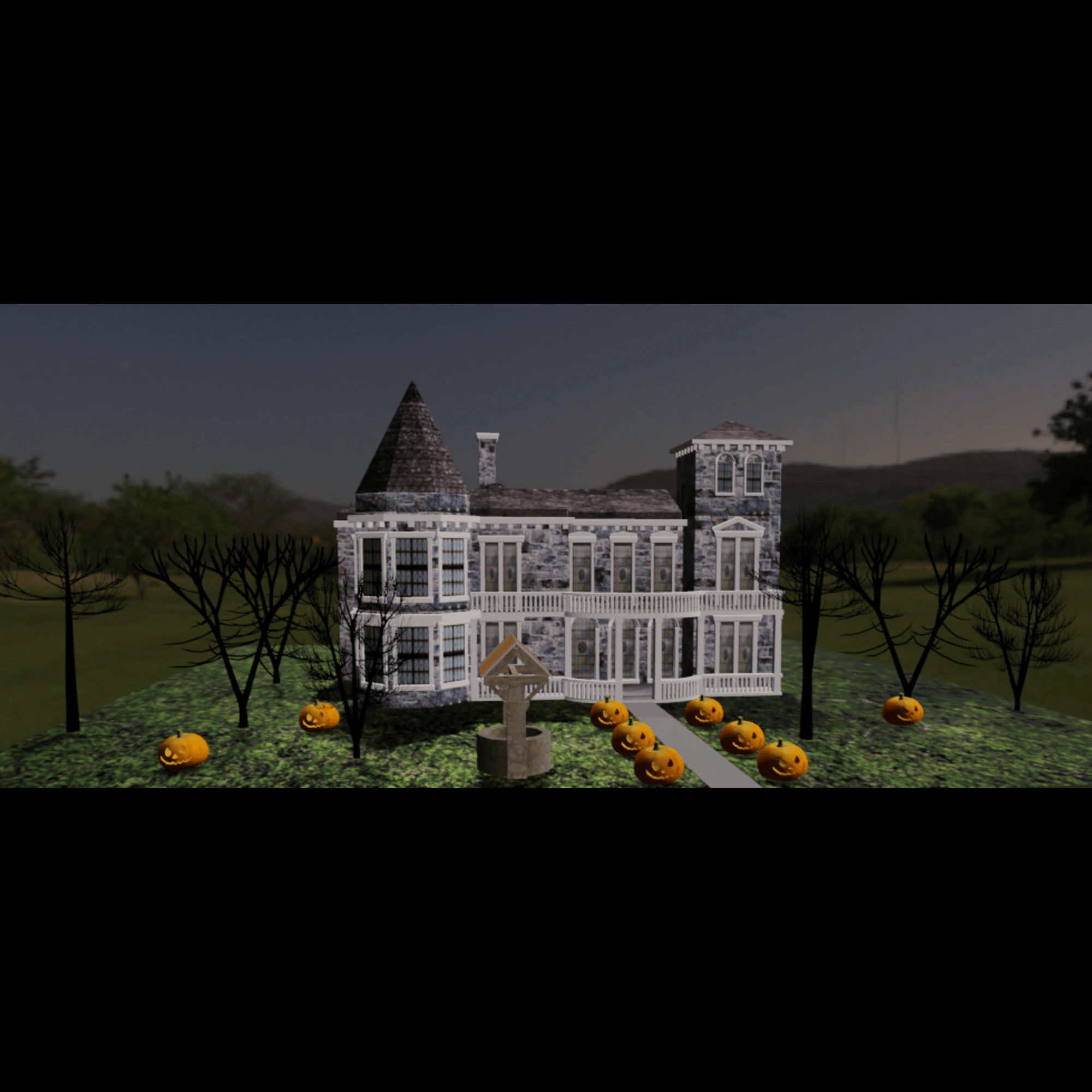 Halloween House Exterior 3D Model .c4d .max .obj .3ds .fbx .stl .blend 