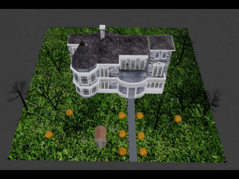 Halloween House Exterior 3D Model