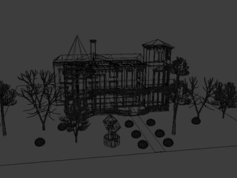 Halloween House Exterior 3D Model