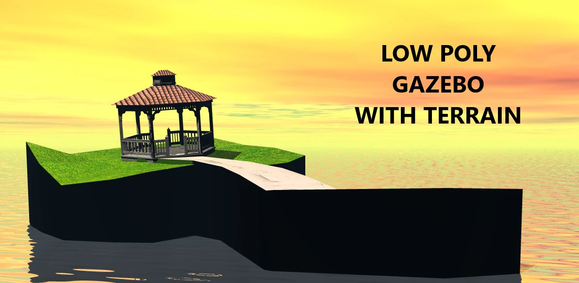 Low Poly Gazebo 3D Model .c4d .max .obj .3ds .fbx .stl .blend 