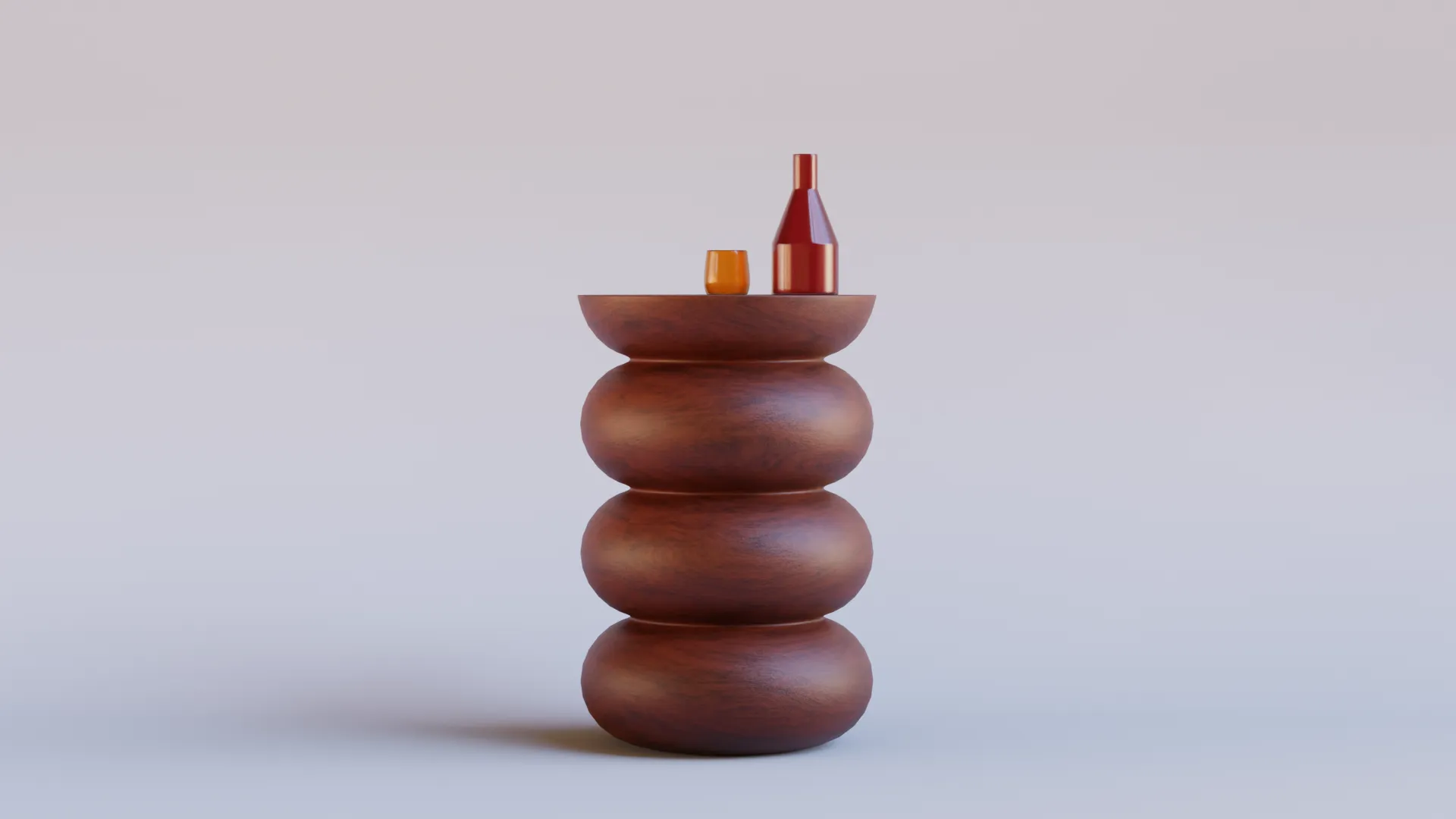 Wooden side table with glassware 3D Model .c4d .max .obj .3ds .fbx .stl .blend