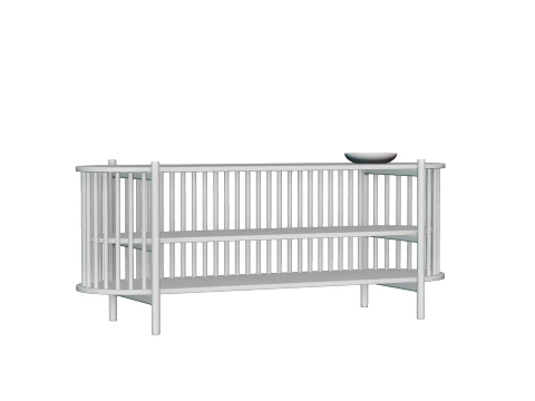 Nordic Slatted Sideboard with clay plate 3D Model