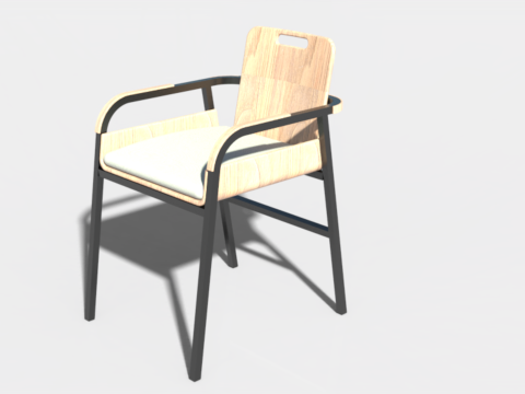 Dining Chair With Arm Wood 3D Модель