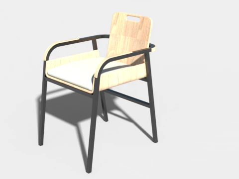 Esszimmerstuhl mit Armlehnen aus Holz 3D Modell