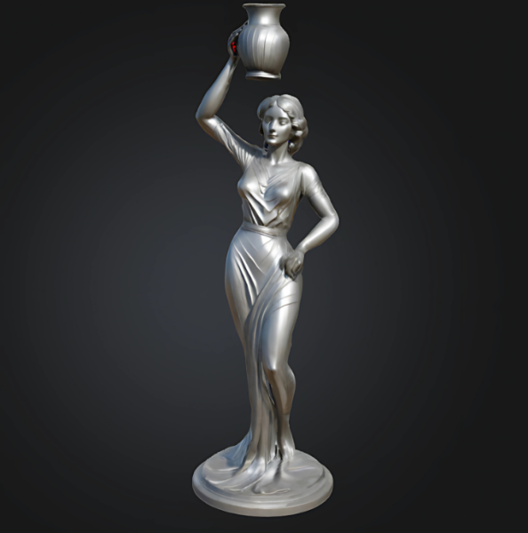 Elegant Woman Holding a Vase 3D Print Model .c4d .max .obj .3ds .fbx .stl .blend 