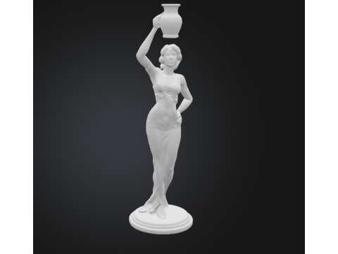 Elegant Woman Holding a Vase 3D Print Model