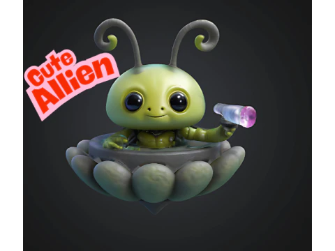 Cute Alien Figure 3D Print Model