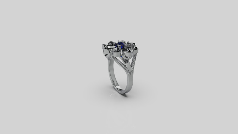 Flower Ring Split Shank 3D Druckmodell .c4d .max .obj .3ds .fbx .stl .blend