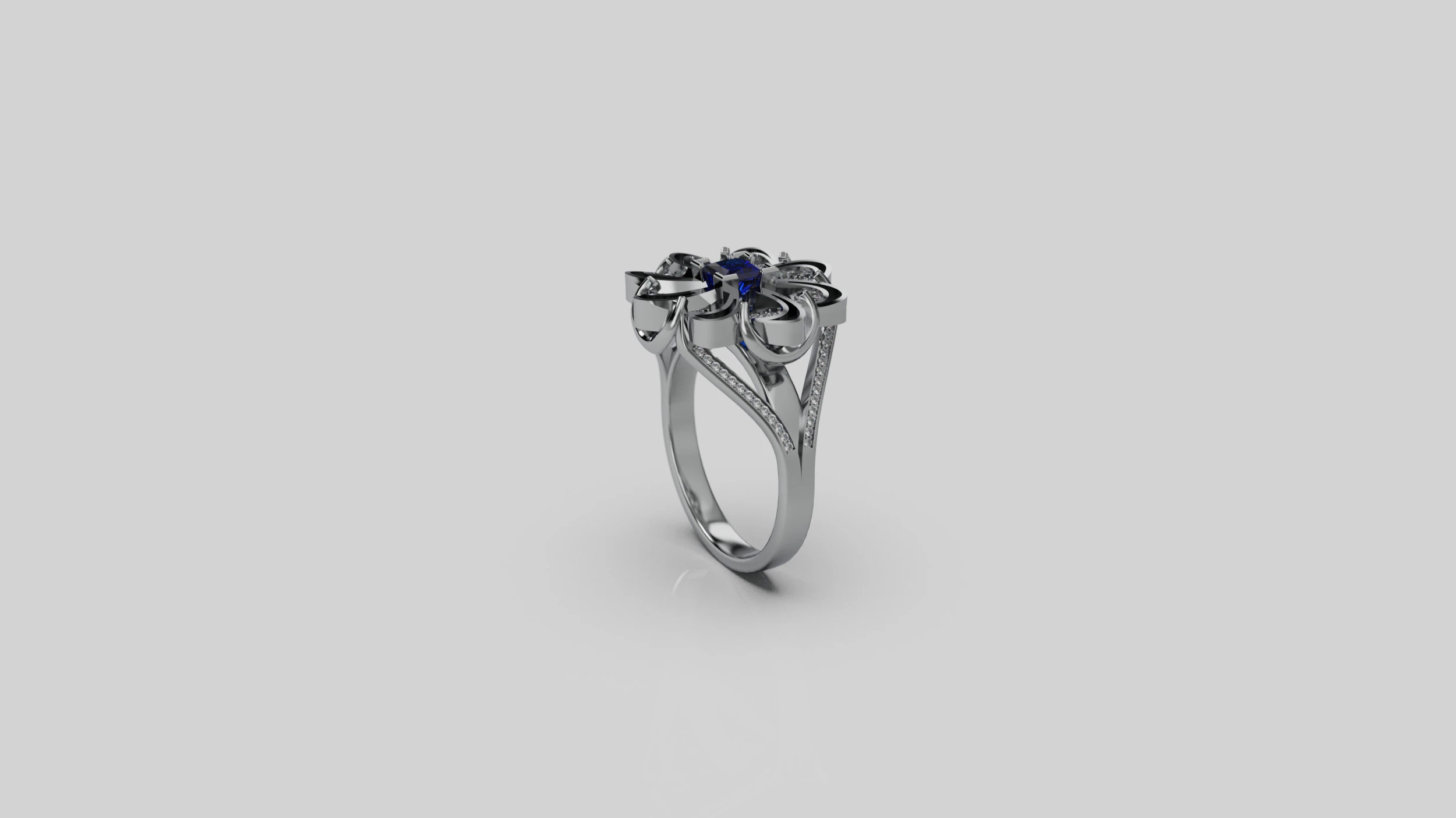 Flower Ring Split Shank 3D Print Model .c4d .max .obj .3ds .fbx .stl .blend 