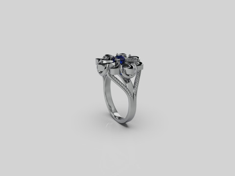 Flower Ring Split Shank 3D Print Model