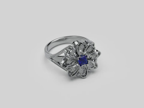 Flower Ring Split Shank 3D Print Model