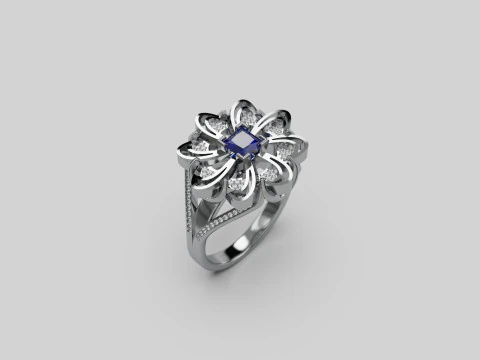 Flower Ring Split Shank 3D Print Model