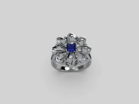 Flower Ring Split Shank 3D Print Model