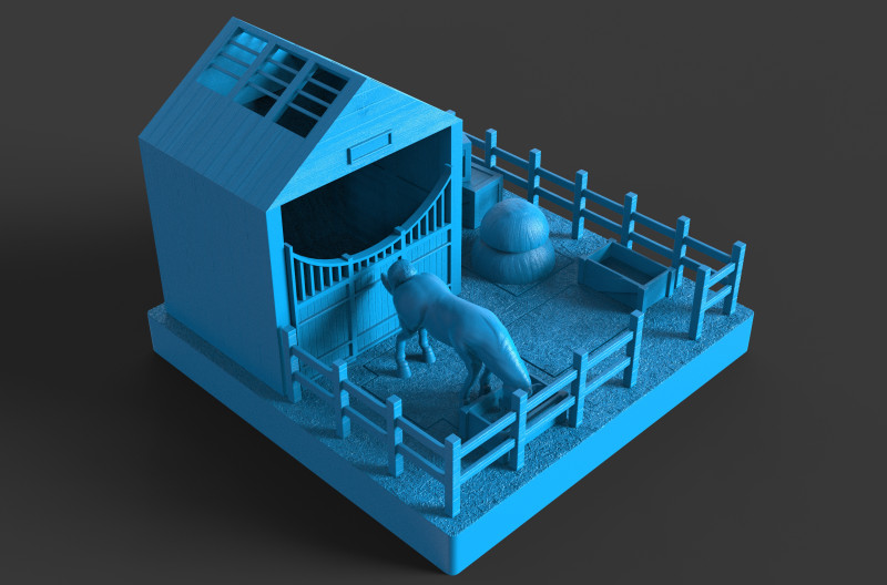 Puzzle Horse Stable 3D Print Model .c4d .max .obj .3ds .fbx .stl .blend 