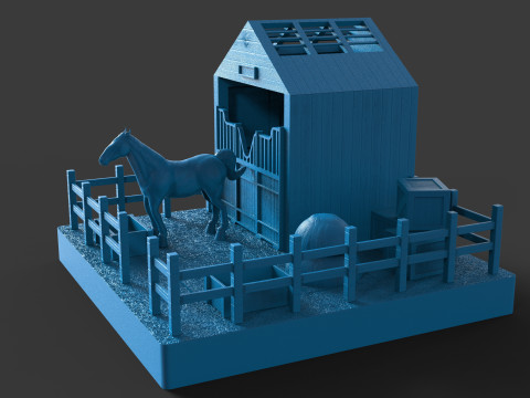 Puzzle Horse Stable 3D Print Model