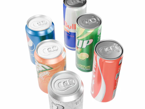 Realistic Beverage Can Collection 3D Model