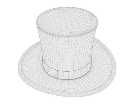 Cappello a cilindro nero 02 Modello 3D