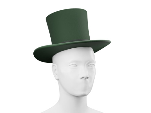 Top hat green 03 3D 모델