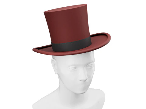 Top hat red 04 3D Model