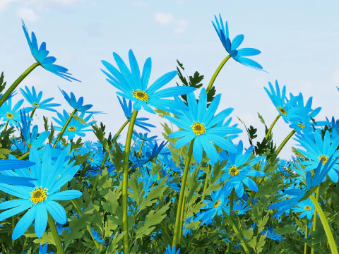 Blue Flower Plant 3D Model