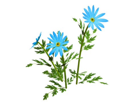 Blue Flower Plant 3D Model