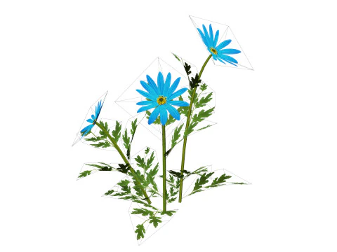 Blue Flower Plant 3D Model