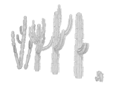 5 Cactus low-poly Model 3D