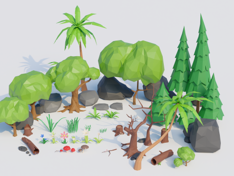 Low-Poly Forest Nature Assets 3D Model