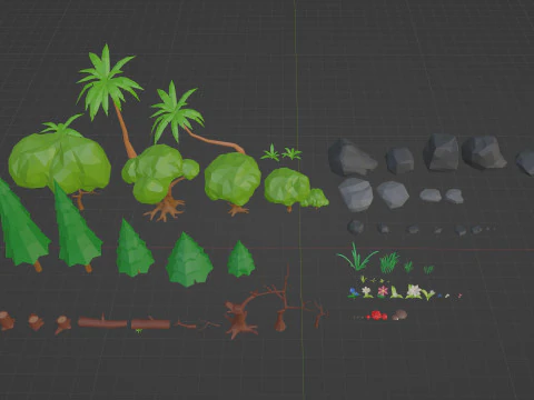 Low-Poly Forest Nature Assets 3D Model