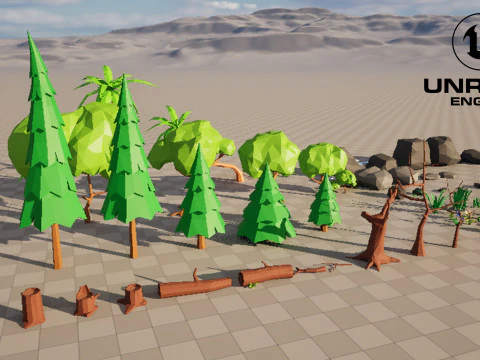 Low-Poly Forest Nature Assets 3D Model