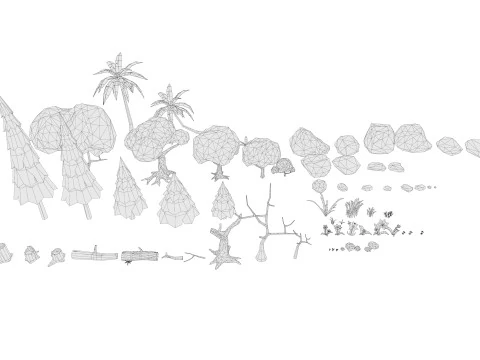 Low-Poly Forest Nature Assets 3D Model
