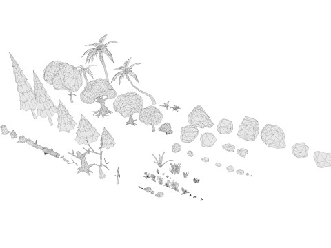 Low-Poly Forest Nature Assets Modello 3D