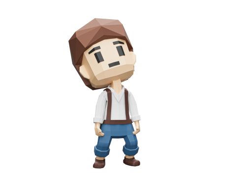 Low-Poly young boy character 3Dモデル