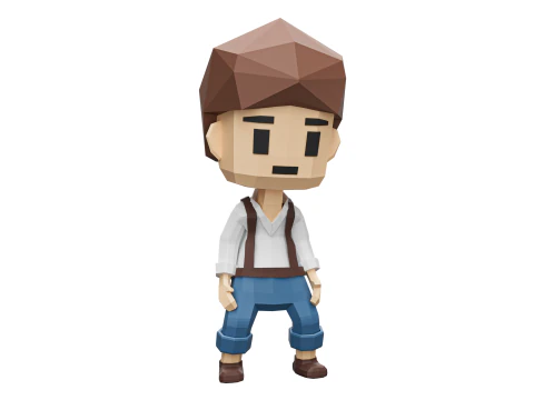 Low-Poly young boy character 3D Model