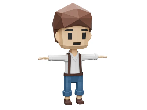Low-Poly young boy character 3D Model