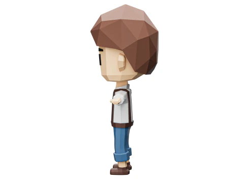 Low-Poly young boy character 3D Model