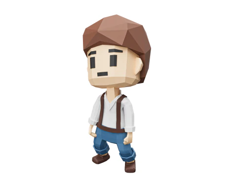 Low-Poly young boy character 3D Model