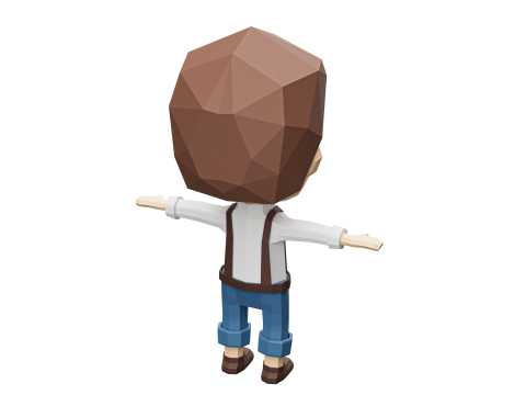 Low-Poly young boy character 3D Model