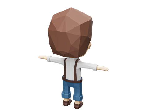 Low-Poly young boy character 3D Model